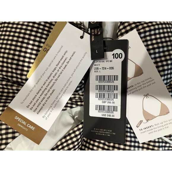 VIX Paula Hermanny womens Lupita One Piece Swimsuit size Large Black Check $248 - Picture 10 of 12